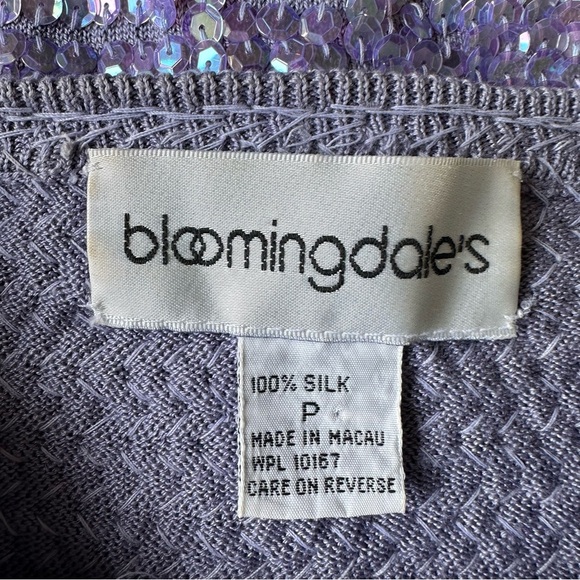 Bloomingdale’s  100% Silk Sequins Purple Cardigan Sweater - Picture 8 of 8